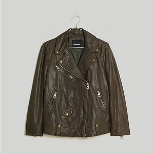 Madewell Washed Leather Oversized Motorcycle Jacket: Brass Hardware Edition